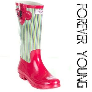 Women Tall Rain boots, #1516, Red
